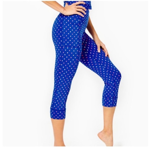 Lilly Pulitzer Luxletic High Rise Cropped Leggings NWT Size XS Borealis Blue - Picture 5 of 9
